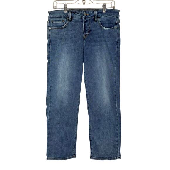Blanqi Blue Medium Wash Straight Leg Maternity Denim Jeans 8 - Picture 1 of 11